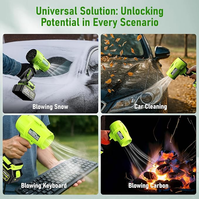 Leaf Blower Cordless with Battery and Charger,580000RPM Lightweight Mini Leaf Blower,21V Handheld Electric Blower with 2×4.0Ah Batteries & Fast Charger,Turbo Jet Blower for Lawn,Yard,Garage