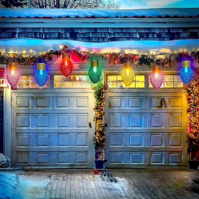 Jumbo Multicolor Christmas String Lights,16FT Jumbo Christmas Hanging Lights with 10 5'' LED C9 Large Strawberry Multicolor Bulbs, Hanging Christmas Decorations Lights for Home Tree Roof Yard Garden