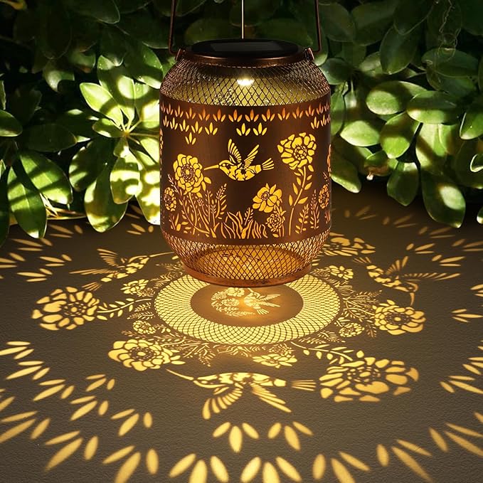 Solar Lanterns Outdoor Waterproof Christmas Birthdays Gifts for Women Mom Grandma Butterfly Garden Decor Metal Hanging Solar LED Lights for Patio(Butterfly Flock-2P)