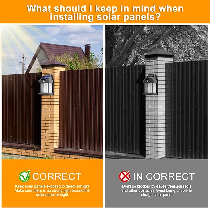 Joomer Solar Wall Lights Outdoor 4PACK, Dusk to Dawn Porch Lights Fixture, Waterproof Exterior Lighting with Clear Panel for Entryway Front Door, Solar Wall Lantern with 3 Modes & Motion Sensor