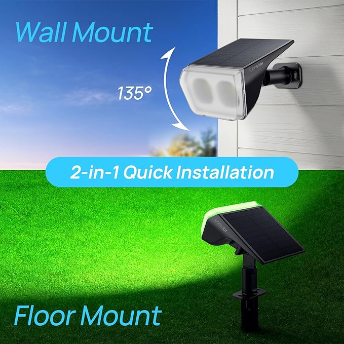 Consciot Solar Spot Lights Outdoor, 30 LED Waterproof Color Changing Solar Spotlight, 2 in 1 Adjustable Wall Lights, 10 Colors, Dusk-to-Dawn Solar Landscape Spotlights for Garden Yard Walkway, 4 Pack