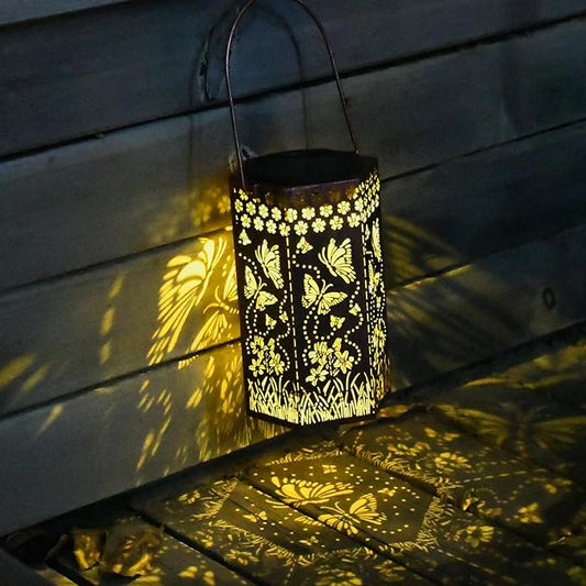 Outdoor Lanterns Butterfly Gift for Women/Mom/Grandma/Sister, Solar Lanterns Outdoor Waterproof Butterfly, Garden Decor,Christmas, Mother's Day, Thanksgiving Gifts, Solar Decoration for Yard, Patio