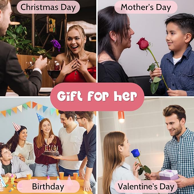 Yamonic Preserved Flower Rose Birthday Gifts for Women, Mothers Day Rose Flowers Gifts for Mom, Real Flower for Women, Grandma, Wife, Girlfriend Gifts for Christmas, Valentine's Day