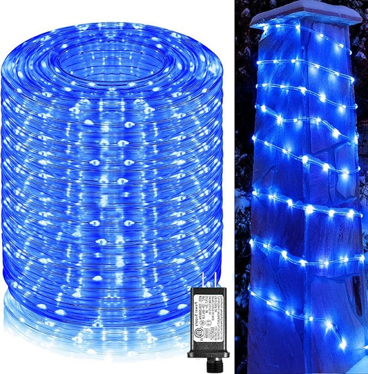 Rope Lights for Outside, 164FT 500 LED String Lights Outdoor with Waterproof 8 Modes, Flexible Plug in Twinkle Fairy Light for Indoor Bedroom Garden Pool Tree Wedding Decorations, Blue