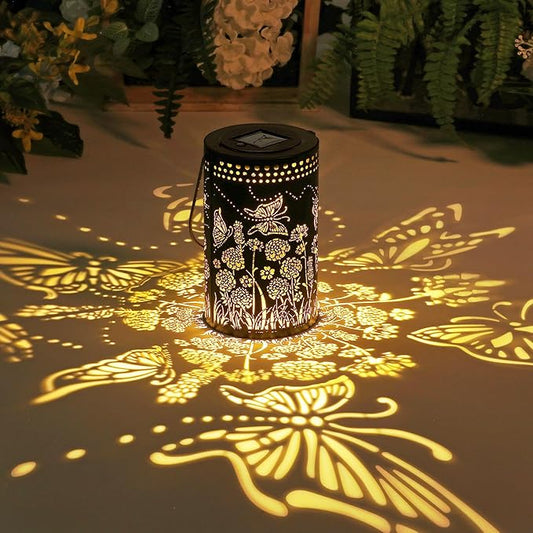 Butterfly Solar Lanterns Outdoor Waterproof, Metal Hanging Lantern for Yard, Patio, Backyard, Porch – Birthday Gifts for Women, Mom, Grandma, Butterfly Garden Decor for Lawn, Pathway, Landscape
