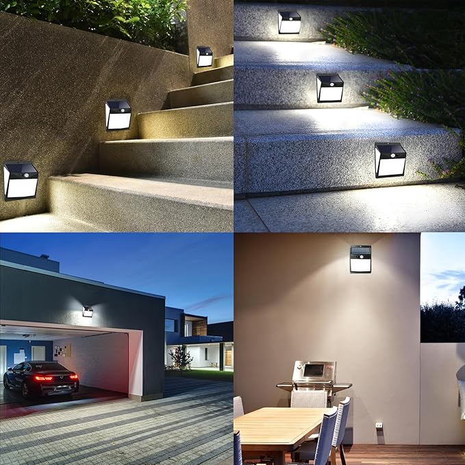 Solar Lights Outdoor 238 LED, 270° Wide Angle Motion Sensor Lights with 3 Modes, IP65 Waterproof Solar Powered Wall Lights for Yard Garden, Patio, Driveway(4 Pack)