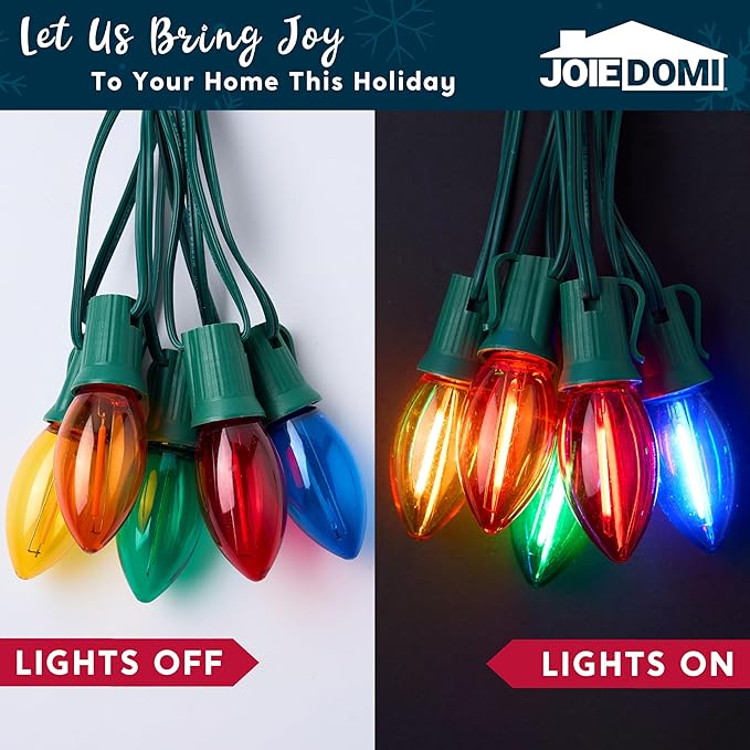 Joiedomi 30.75FT C9 Christmas Pathway Stake Lights, 24 LED Jumbo Bulbs Outdoor Walkway Green Wire Connectable Multicolor Decor for Holiday Commercial Xmas Yard Garden Lawn