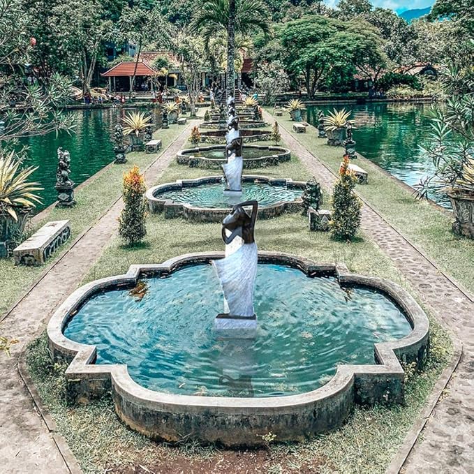 Modern Waterfalling Fountain Outdoor Indoor Zen Garden Water Features in Cast Stone Color for Courtyard/Lawn/Patio/Lobby/Backyard 46" Height