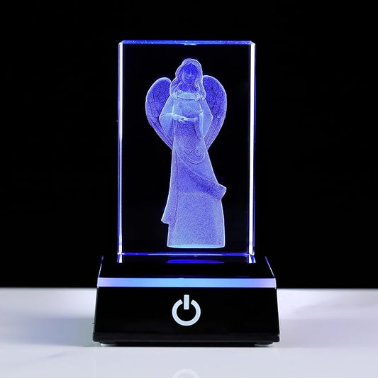 Qianwei 3D Crystal Guardian Angel Figurines Gifts for Women - Angel Red Cardinal Gifts Statue Stuff Paperweight Sympathy Christian Gifts for Best Friend Keepsake Paperweight