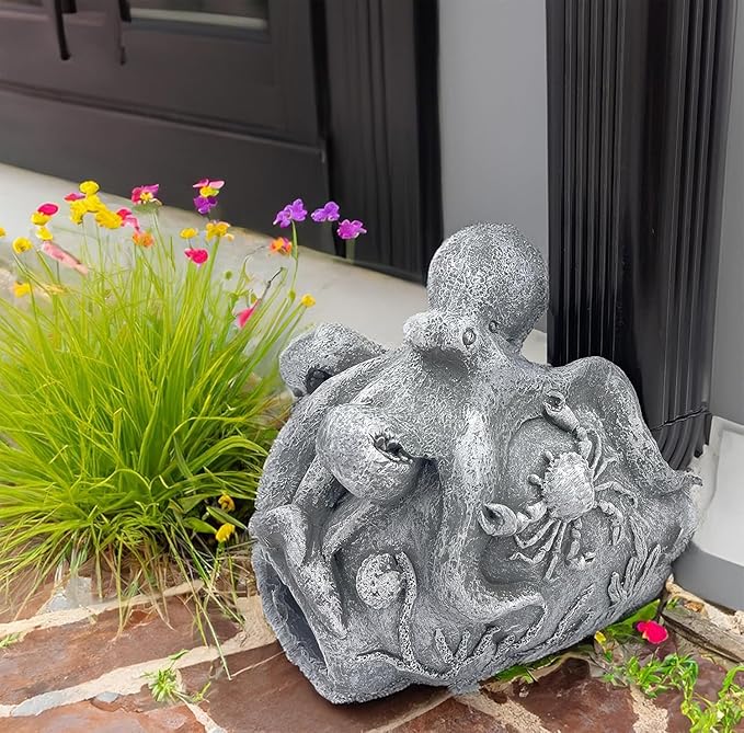 Octopus Sculpture Gutter Diverter Rain - Decorative Gutter Extension Downspout, Splash Block, 3"x4" Downspout Extender, Outdoor Decor Sculpture Ornament, Gutter Downspout Decoration