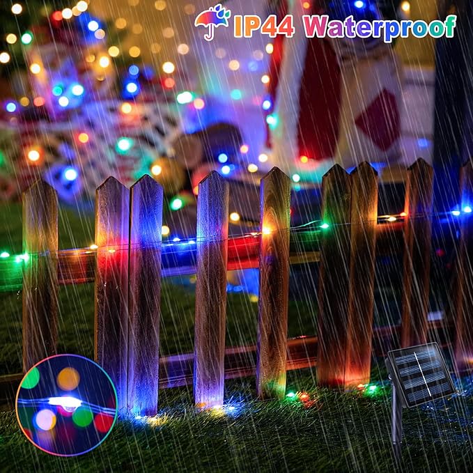 JMEXSUSS 2 Pack Solar String Lights Outdoor Waterproof, Each 33FT 100 LED Multi Colored Solar Fairy Lights, 8 Modes Easter String Light for Yard Patio Tree Garden Christmas Easter Decorations