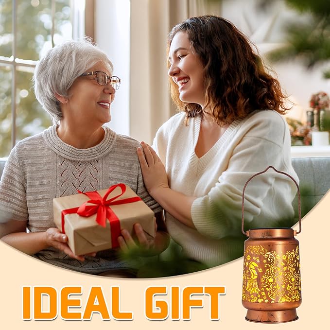 Solar Lanterns Outdoor Garden Decor, Gifts for Women, Mom, Grandma, Birthday, Thanksgiving, Decorative Waterproof Hanging Metal LED Light for Yard, Patio, Lawn, Landscape, Backyard (Squirrel)