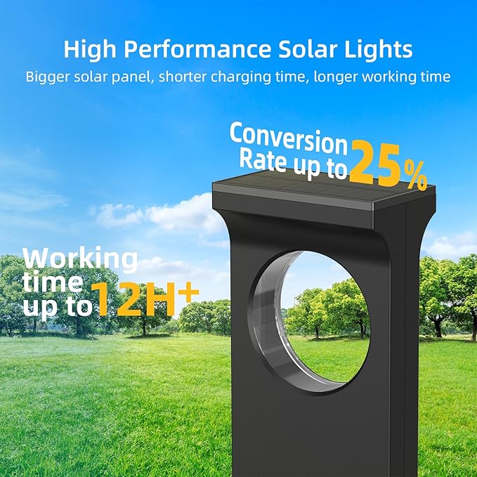 Solar Pathway Lights Outdoor, 4 Pack Upgraded Moon Shaped Landscape Lights - Brighter & Waterproof Solar Powered Decor for Yard, Garden, Path, Walkway, and Outdoor Decoration