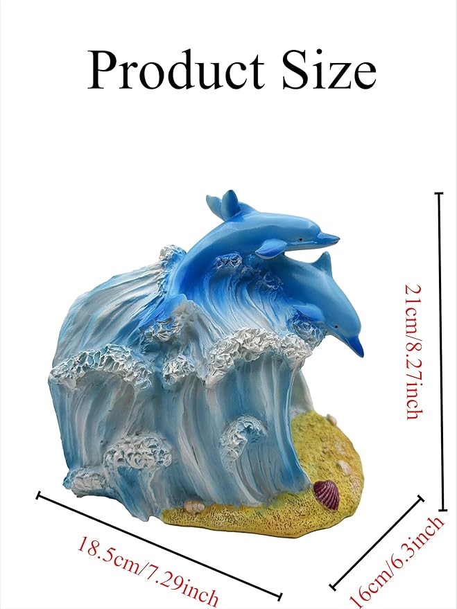 Dolphin Statue 3"x4" Gutter Downspout Extension Decor, Whimsical Garden Rain Diverter, Outdoor Decor Sculpture Ornament, Gutter Extender Diverter, Splash Blocks for Gutters Downspouts