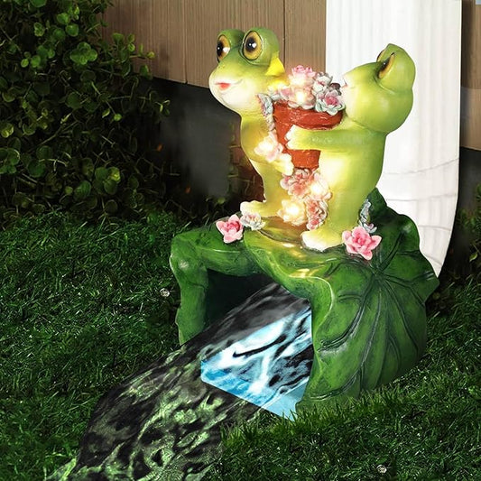 Frog Solar Statues Gutter Downspout Extension Statues Garden Decoration,Animal Resin Statue Outdoor Decor,Downspout Diverter,3"×4" Downspout Extender Diverter Splash Block