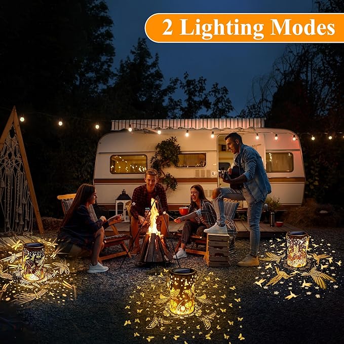 Toodour Solar Lantern Outdoor, Butterfly Gifts for Mom Grandma Women Hanging Solar Outdoor Lights Waterproof, Hollow Out Retro Metal Butterfly Lights for Patio, Balcony, Walkway, Yard Decorations