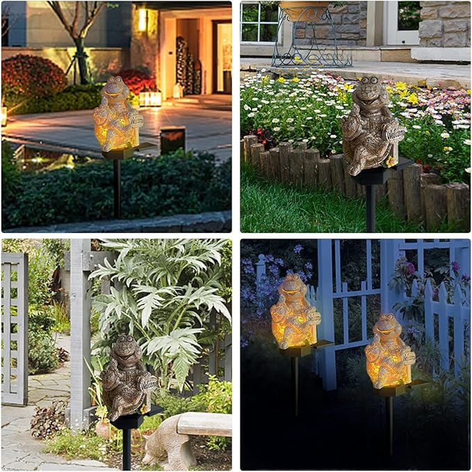 QH & Garden 2-Pack Squirrel and Turtle Garden Statues Decor，LED Waterproof Animals Lights for Garden, Balcony, Yard, Lawn, Pathway, Walkway - Garden Solar Powered Outdoor Decor