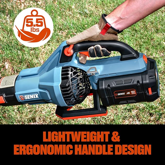 SENIX Leaf Blower Cordless, 60V Max 1300W Brushless Electric Leaf Blowers, 810 CFM & 170 MPH, Stepless Speed, Cruise Control, 60V 4.0Ah Battery & Charger Included,Blowers for Lawn Care, Yard, Garden