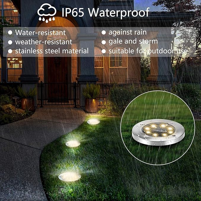 ZGWJ Solar Ground Lights,12 Pack Waterproof Solar Garden Lights, Upgraded Outdoor Garden Waterproof Bright in-Ground Lights, Landscape Lights for Pathway,Yard,Deck,Lawn,Patio,Walkway Warm White