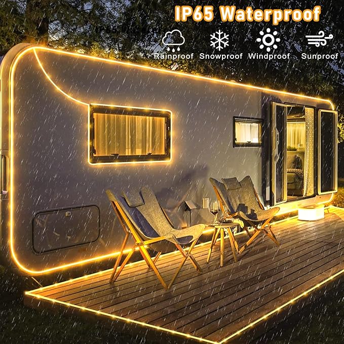 Rope Lights for Outside, 66FT 200 LED Rope Lights Outdoor/Indoor with Waterproof 8 Modes, Connectable Plug in Christmas Tree Light for Bedroom Pool Garden Party Holiday Decorations, Warm White