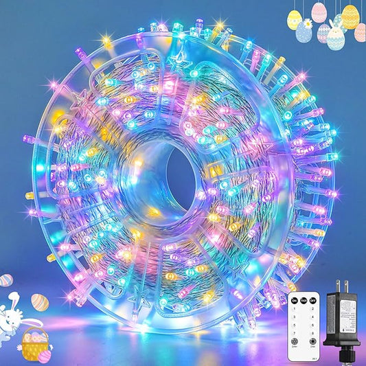 JMEXSUSS 400 LED Easter Lights Indoor Outdoor, 132FT Easter String Lights Plug in, 8 Modes Colorful Christmas Light for Bedroom Party Decorations