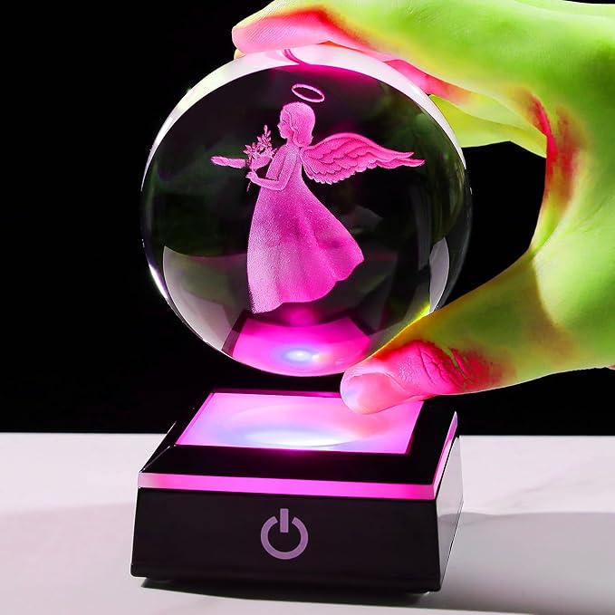 Qianwei 3D Crystal Guardian Angel Figurines - Angel Statue Stuff, Paperweight, Sympathy & Birthday Gifts for Christian & Best Friend Keepsake