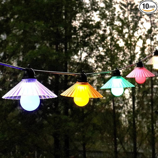 Outdoor LED String Lights 16.4 ft Waterproof Connectable Patio Lights with 10 Bulbs for Backyard Porch Garden Home Holiday Indoor Decoration (Multi-Colored)