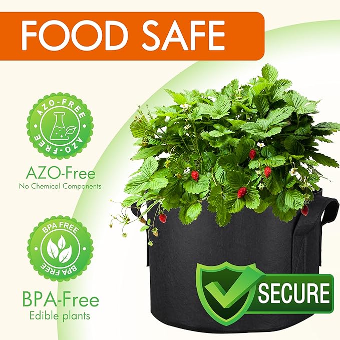 Gardzen 10-Pack 20 Gallon Grow Bags, Aeration Fabric Pots with Handles