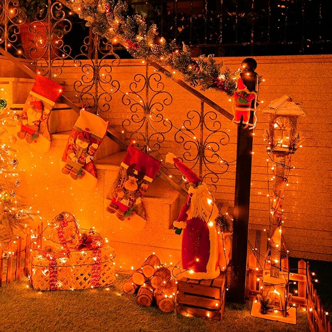 JMEXSUSS 250 LED Orange String Lights, 91.5ft Orange Christmas Lights Outdoor Waterproof, 8 Lighting Modes Connectable Christmas Tree Lights for Yard Patio Party Halloween Christmas Decorations