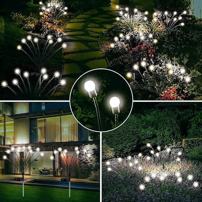 6-Pack Solar Garden Lights, 48 LED Solar Lights Outdoor for Garden Decor, Waterproof Firefly Light Outdoor (Sway by Wind), Swaying Light for Outside Yard Pathway Landscape Decorations (Cool White)