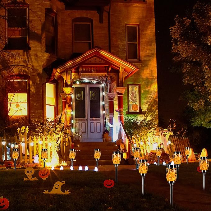 Solar Lights Outdoor 12 Pack, Solar Torch Light with Flickering Flame, Waterproof Outdoor Lighting Solar Powered Pathway Lights, Decoration Lighting for Garden Yard Patio, Auto On/Off