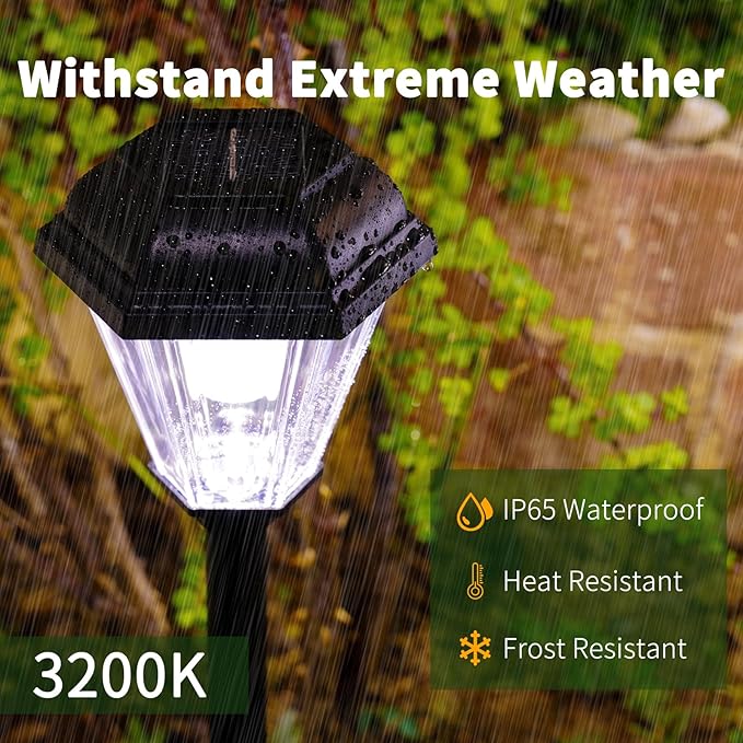 Solar Pathway Lights Outdoor 4 Pack, Upgraded 1000mAh Battery Up to 12Hrs, Solar Lights Outdoor Waterproof IP65, Warm White Landscape Light for Garden
