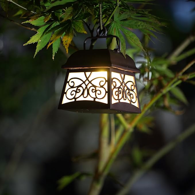 Maggift 4 Pack 22 Inch Hanging Solar Lights Multipurpose with 4 Shepherd Hooks Outdoor Solar Coach Lights