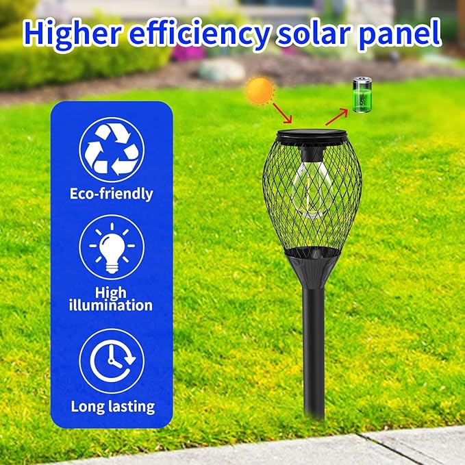 2 Pack Solar Lights Outdoor Waterproof, Solar Garden Lights Outdoor, Auto On/Off LED Lights Landscape Decorative for Garden,Lawn,Yard, Walkway, Driveway, Patio.