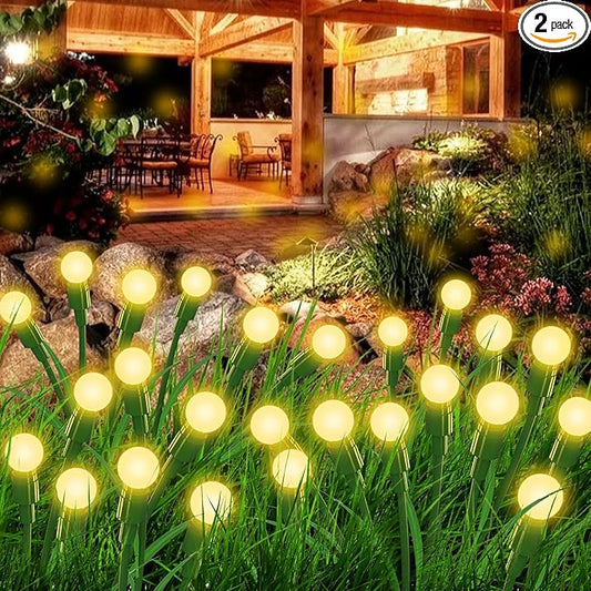 Aogist Solar Garden Lights Outdoor Waterproof,2 Packs 20 LED,Sway by Wind, Yard Patio Pathway Decoration, High Flexibility Iron Wire & Heavy Bulb Base,Warm White