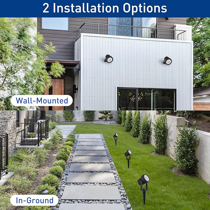 T-SUNUS Solar Garden Spot Lights, LED Solar Landscape Light Outdoor IP65 Waterproof 9.8ft Cable, Separated Solar Panel, Auto ON/Off for Garden, Driveway, Pathway, Pool Area (White 6000K)