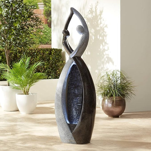 Dancing Couple 57" High Large Modern Indoor Outdoor Decor Faux Stone Floor Fountain with Light LED Standing Waterfall Tall Water Feature for Outside Garden Patio Yard Backyard Porch - John Timberland
