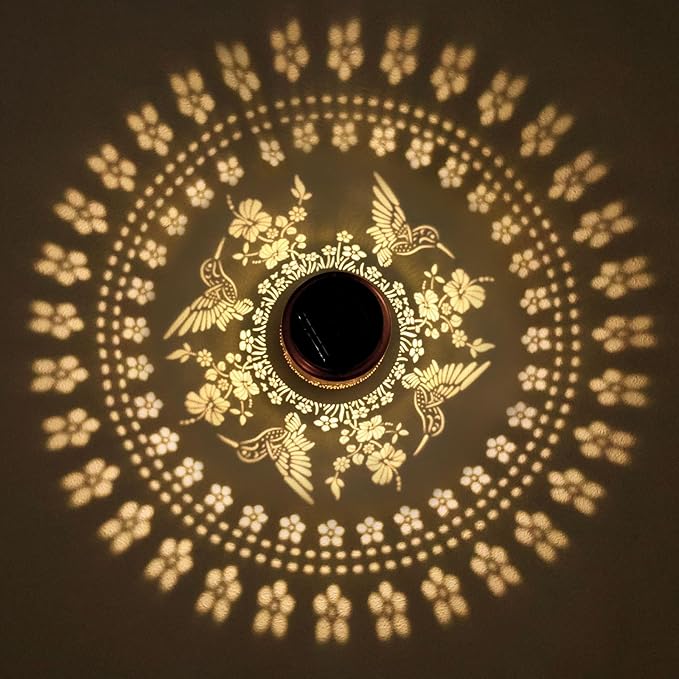 2 Pack Hummingbird Solar Lanterns Outdoor Waterproof Hanging Solar Lights Gifts for Women Metal LED Lanterns Outside for Garden, Yard, Patio, Lawn, Porch