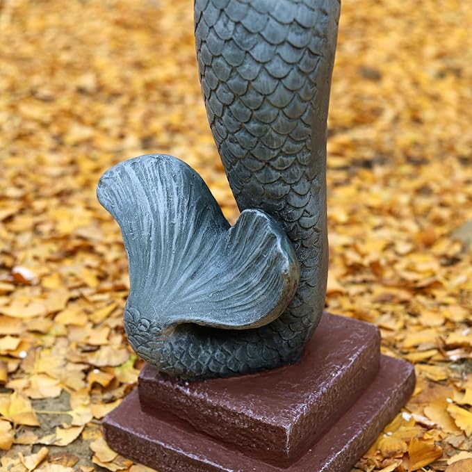 Mermaid Statue Large Size 37 Inch Magnesium Oxide Sculpture Indoor Outdoor Garden Patio Yard Lawn Porch Decor