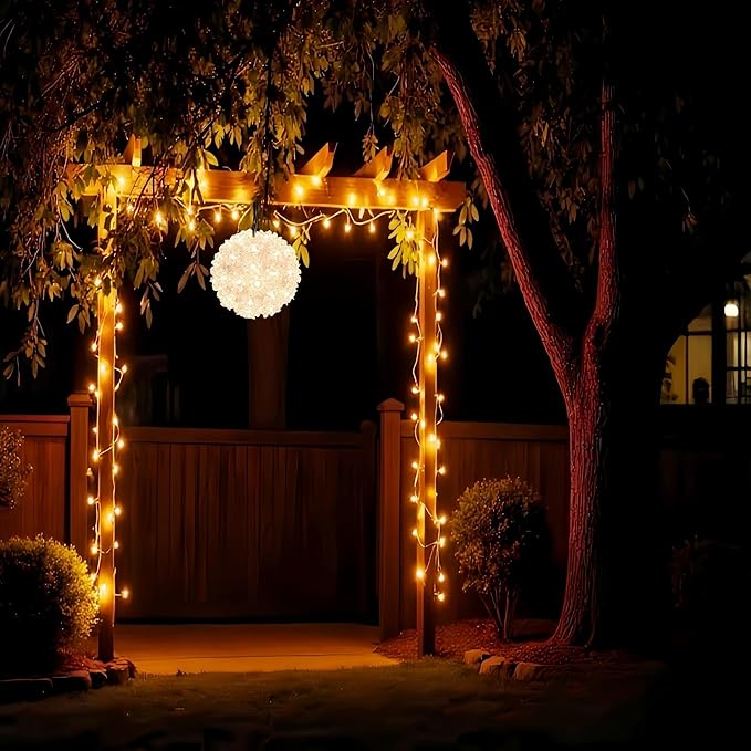 50 Warm Clear Sphere Light, UL Listed and Commercial Grade Christmas Hanging Sphere 6 Inches, for Indoor and Outdoor Use.