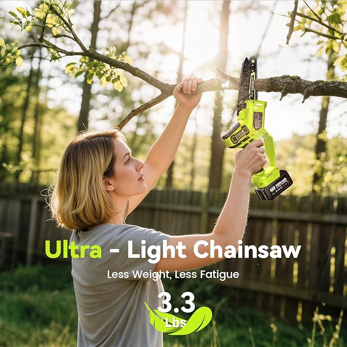Cordless Pole Saws for Tree Trimming, 8" & 6" Mini Chainsaw Battery Powered with Extended Pole and 2x4.0Ah Batteries, 16 Feet Electric Pole Chainsaw, Tree Trimmer Limb Branch Cutter Pruner