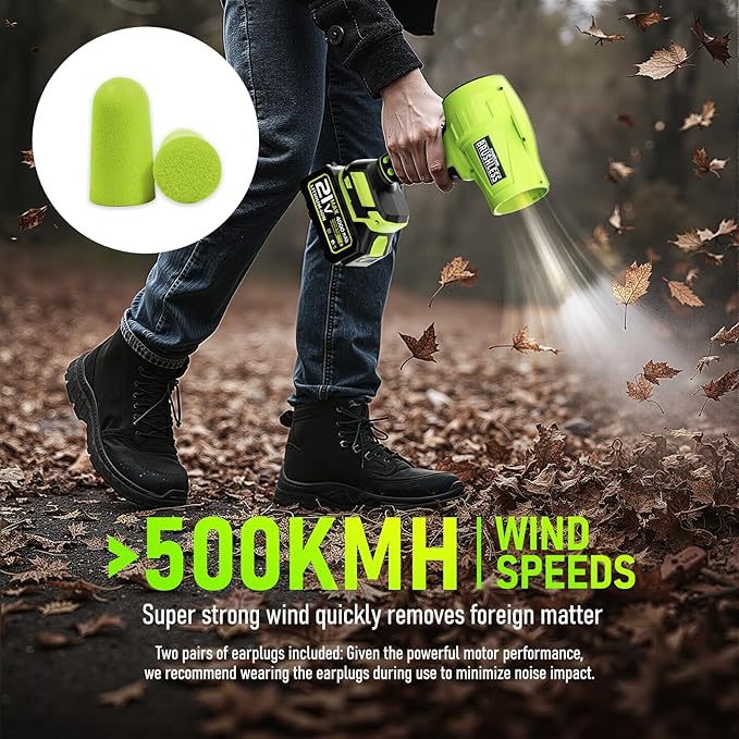 Leaf Blower Cordless with Battery and Charger,580000RPM Lightweight Mini Leaf Blower,21V Handheld Electric Blower with 2×4.0Ah Batteries & Fast Charger,Turbo Jet Blower for Lawn,Yard,Garage