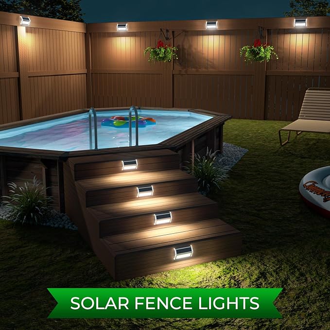 JSOT Solar Step Deck Lights for Outside Decorative - 10Pack Solar Stairs Lights Outdoor Waterproof for Yard Garden Landscape Pool Fence Step Wall 9 LED Beads Lighting