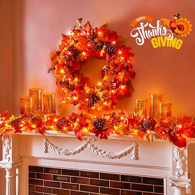 JMEXSUSS 500 LED Orange Christmas Lights Outdoor, 173ft Thanksgiving String Lights Plug in, Waterproof 8 Modes Orange String Lights for Party House Tree Fall Thanksgiving Decorations