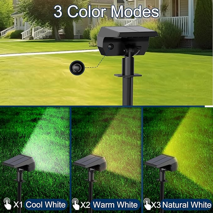 Solar Spot Lights Outdoor, [4 Pack/7 Colors/37 LED] 2-in-1 Solar Landscape Spotlights, IP65 Waterproof Auto On/Off Solar Powered Security Lights for Yard Garden Pathway Walkway