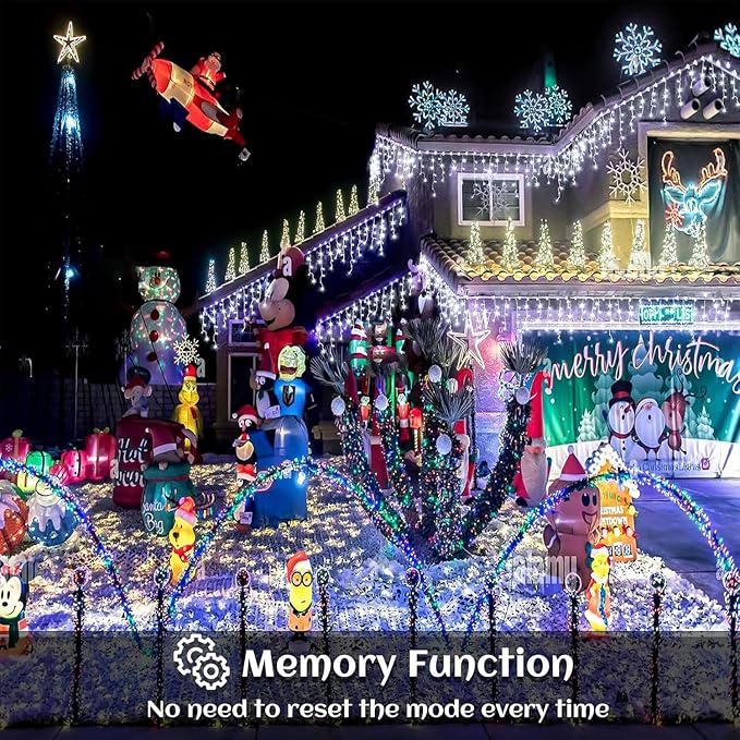 99ft Icicle Lights for Outside, White Christmas Lights Outdoor Indoor, 1216 LED Twinkle String Light with 228 Drops Short Curtain Lights for Thanksgiving Room Home Wall Bedroom Window Tree Decorations