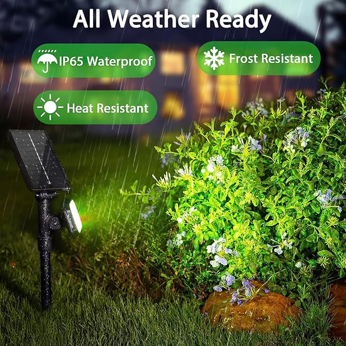 JSOT Outdoor Spotlights - Solar Spot Light Solar Lights Outdoor Waterproof Landscape Spotlights Decoration for Outside Garden Yard Driveway Tree (Cool White, 2 Pack)