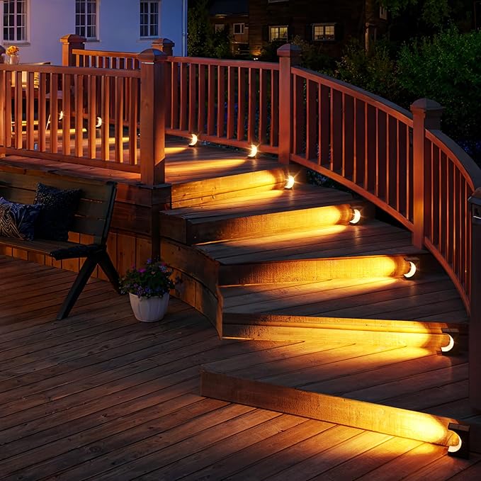 JSOT Step Lights - 8 Pack Solar Deck Lights Solar Step Light for Outside Decor Light for Outdoor Yard Patio Pathway
