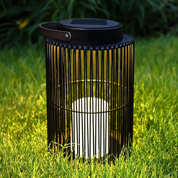 Solar Lanterns for Outdoor Waterproof, ZBLUXBZ Outdoor Table Lamp for Outside Hanging Solar Lights, LED Garden Cordless Lights Perfect for Patio and Pathway Lighting (11-inch Height, Black)