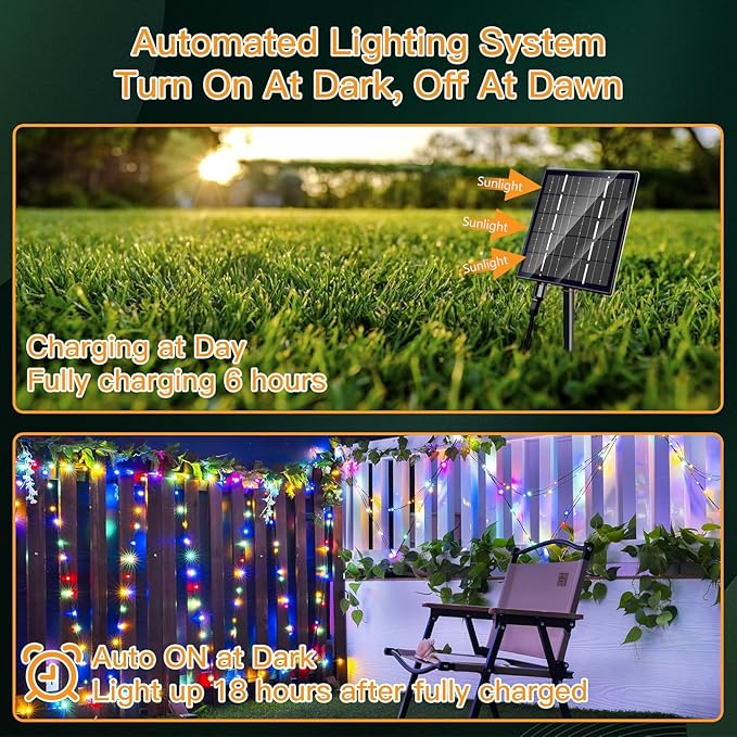 Solar Christmas Lights Outdoor, Upgraded 212FT 640LED Power with Remote,19 Modes Waterproof Solar String Lights for Outside Garden Home Christmas Decorations (Multicolor)